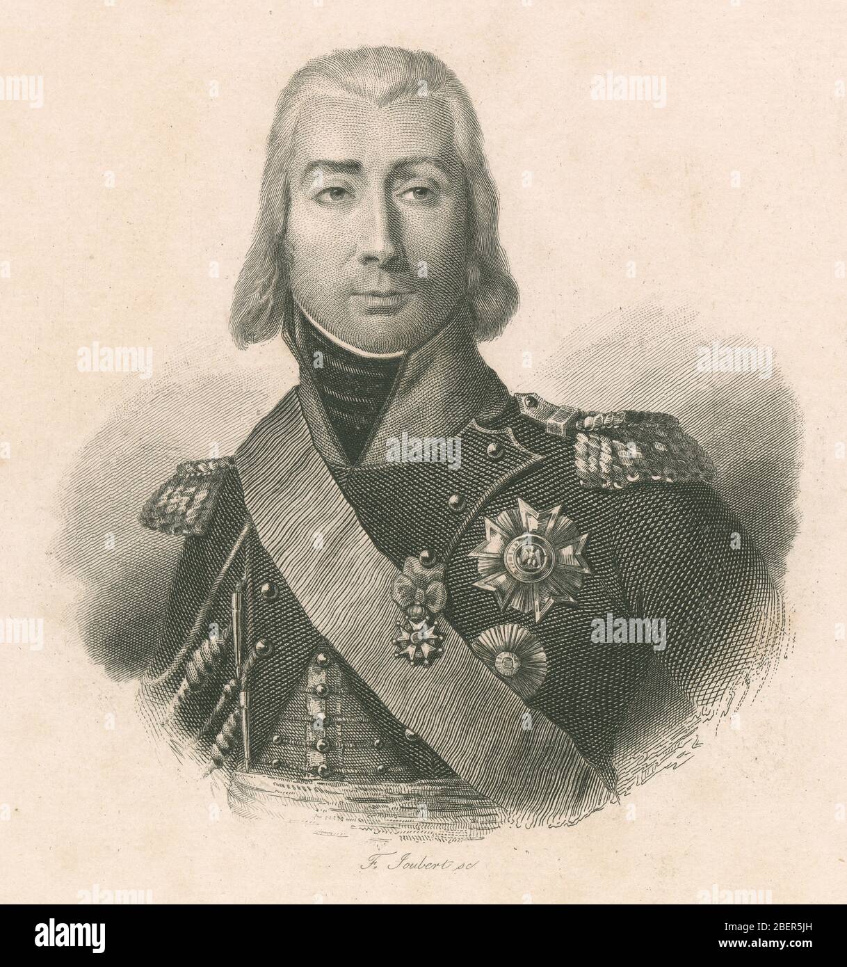 Antiker Stich, Jean-Baptiste Bessières. Jean-Baptiste Bessières, 1. Herzog von Istrien (1768-1813) war Marschall des Reiches der napoleonischen Zeit. QUELLE: ORIGINALGRAVUR Stockfoto