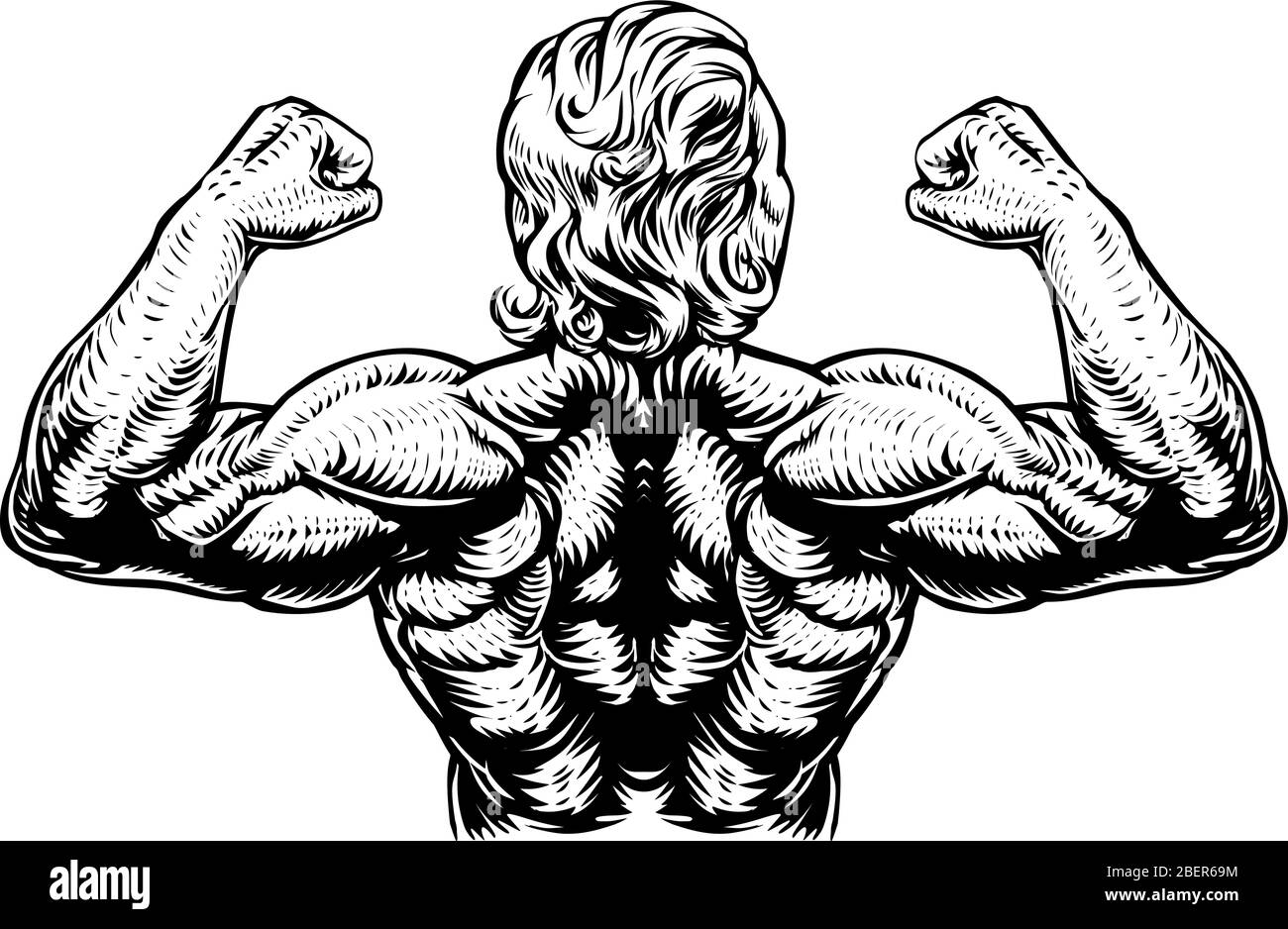 Zurück Muskeln Bodybuilder starke Arme Konzept Stock Vektor