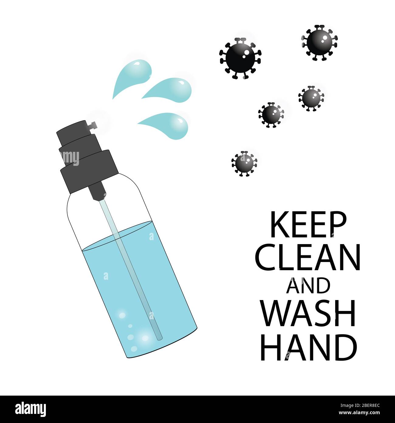 Cartoon Grafik-Design von Alkohol Gel für die Hand Waschen Kampagne in Covid19 Virus Welt abgelenkt Situation. Immer Hygiene durch Handwäsche mit Alkohol g Stockfoto