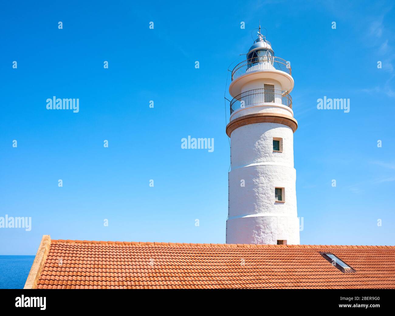 Cap Gros Leuchtturm in der Nähe von Port Soller, Mallorca, Spanien. Stockfoto