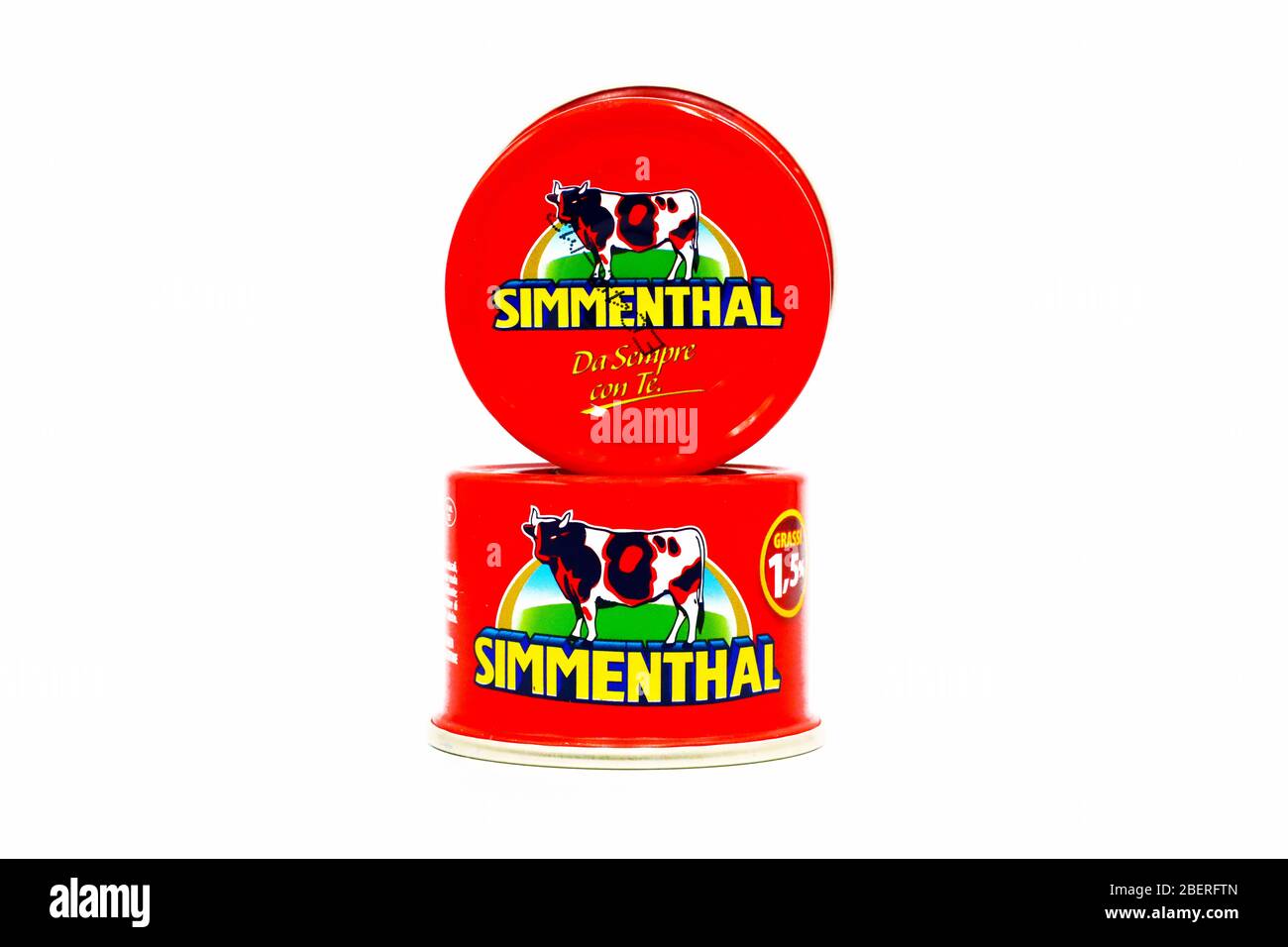 SIMMENTHAL gekochtes Rindfleisch in Gelee. Simmenthal ist eine Marke von Bolton Food Stockfoto