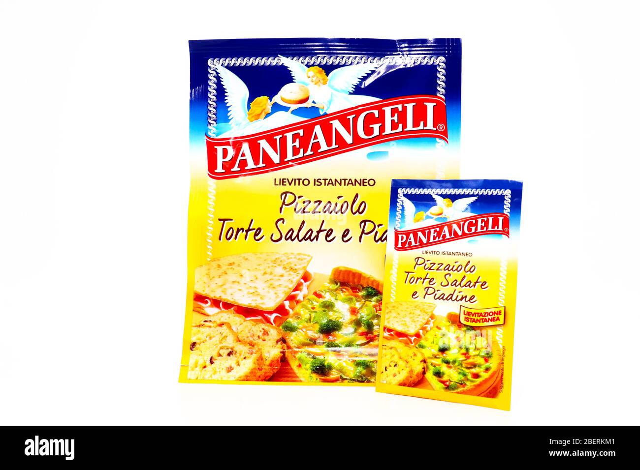 PANEANGELI Hefebrot der Engel Hefemittel für Pizza, pikante Kuchen und Wraps. Paneangeli ist eine italienische Marke von Cameo/Dr. Oetker Stockfoto