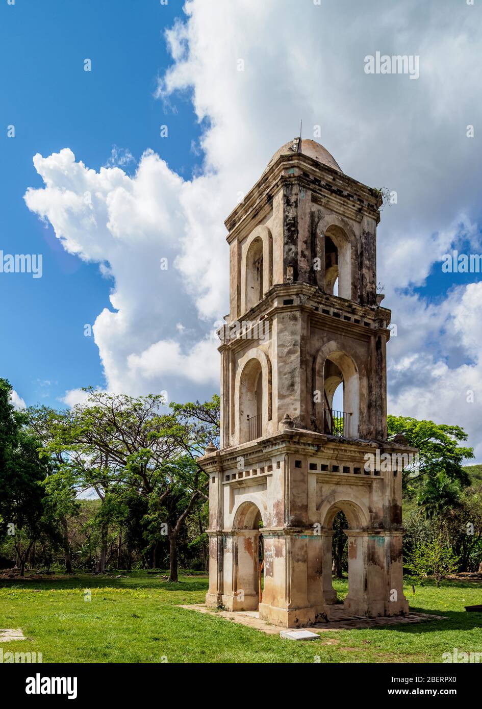 Turm auf dem Anwesen San Isidro de los Destiladeros, Valle de los Ingenios, UNESCO-Weltkulturerbe, Provinz Sancti Spiritus, Kuba Stockfoto