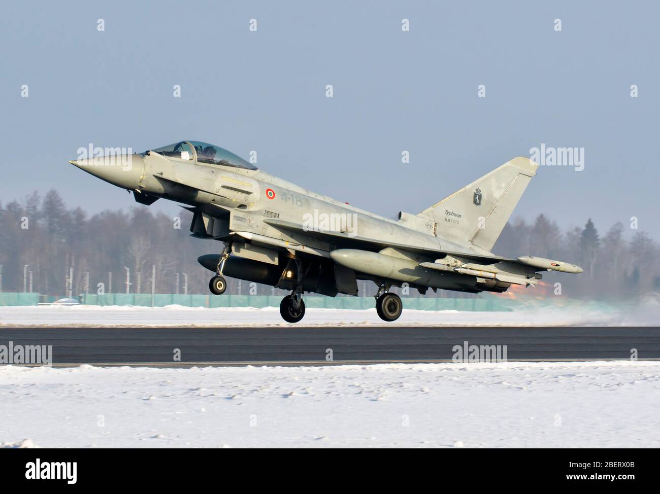 Italian Air Force Eurofighter Typhoon während NATO Baltic Air Policing, Estland. Stockfoto