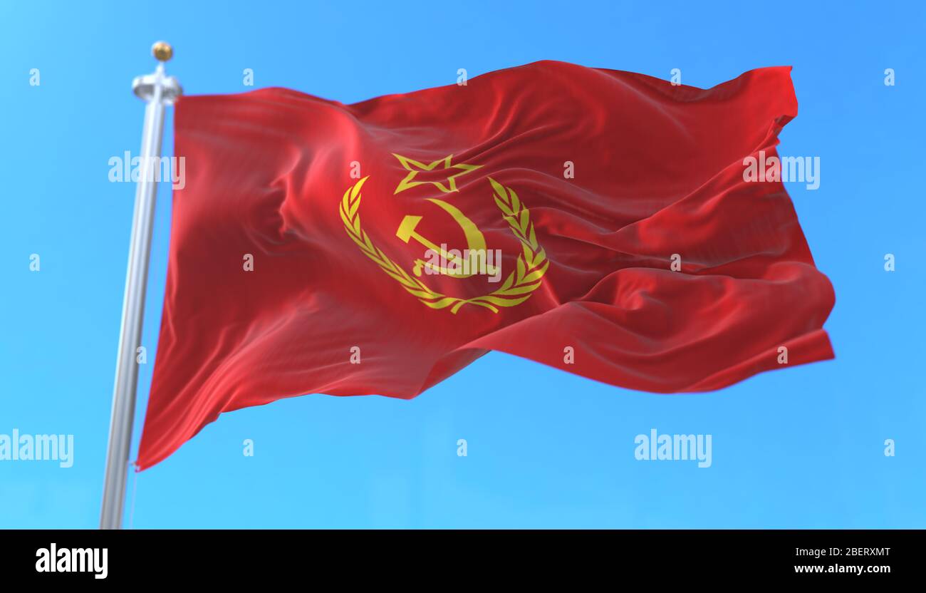 URSS CCCP Sowjetunion Flagge winkt vor Wind Stockfoto