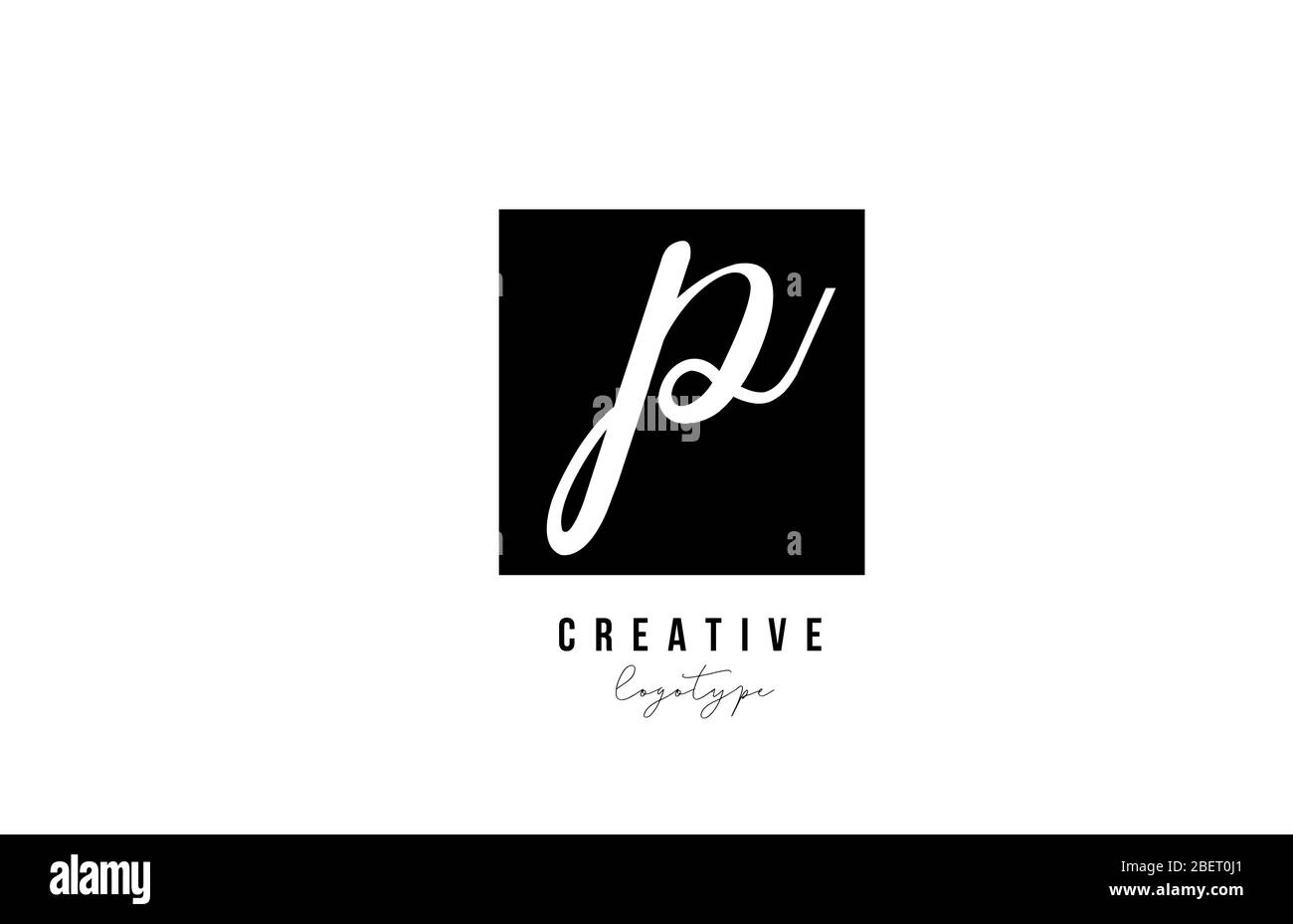 P einfaches schwarz-weißes Quadrat Alphabet Buchstaben Logo Symbol Design für Unternehmen und Unternehmen Stock Vektor