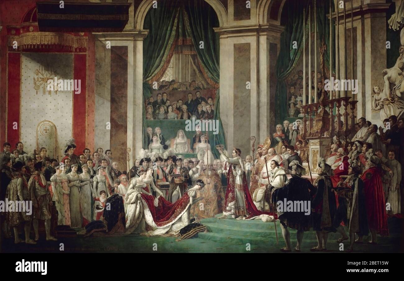 Die Krönung von Kaiser Napoleon I. und Kaiserin Josephine in der Kathedrale Notre Dame. Stockfoto