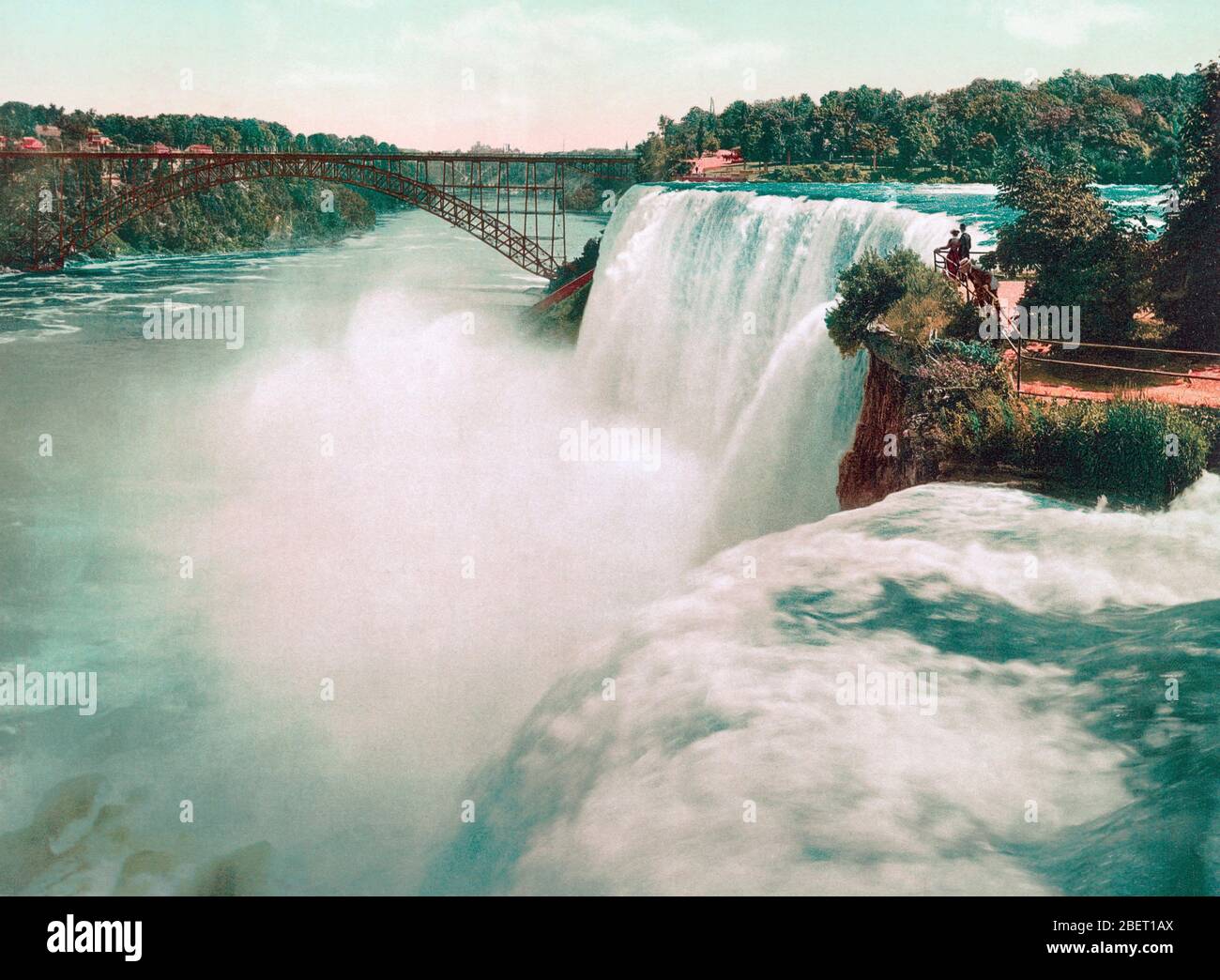 Die amerikanischen Niagarafälle wurden 1898 von Goat Island aufgenommen. Stockfoto
