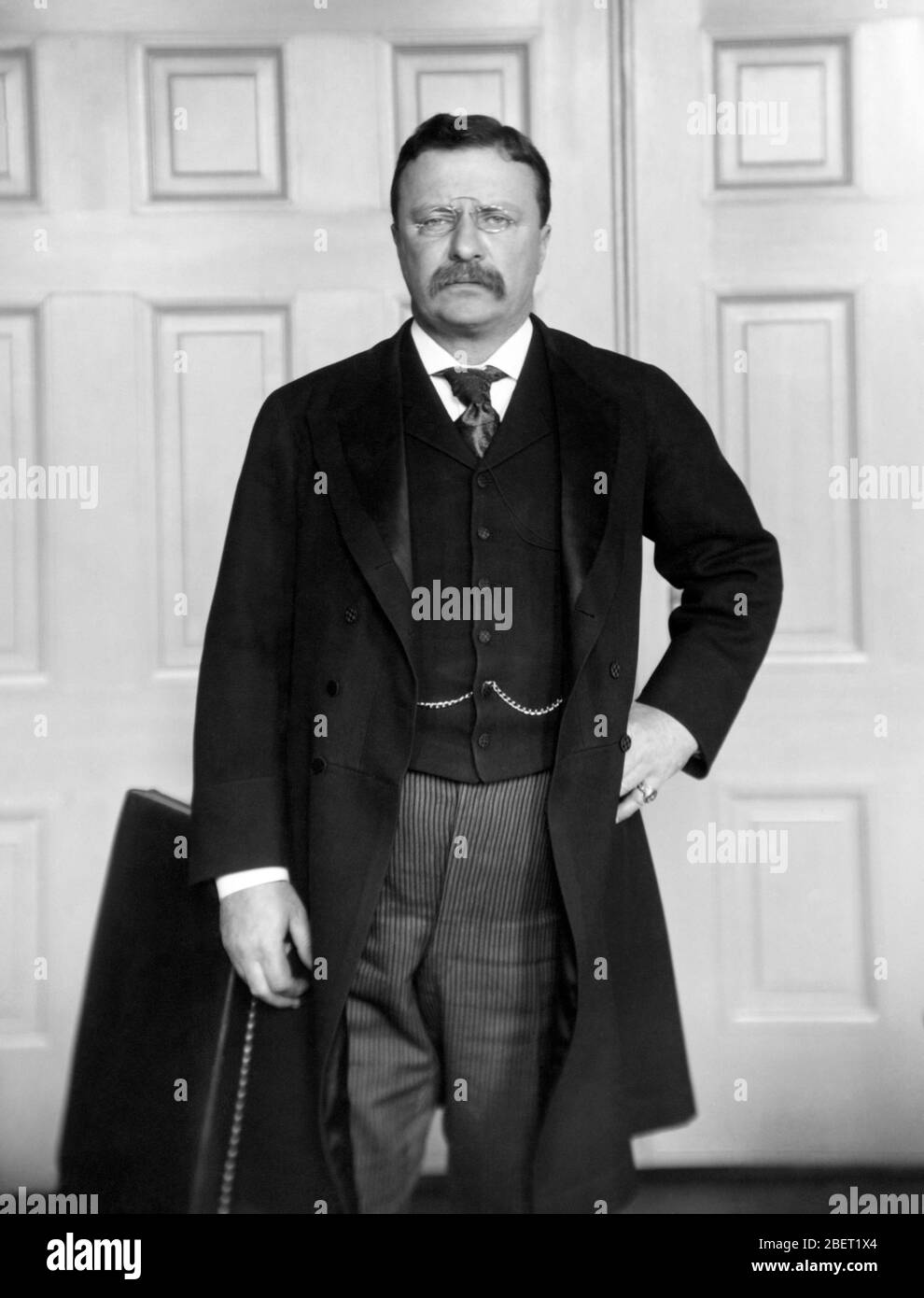 Amerikanische Geschichte Foto von Präsident Theodore Roosevelt in seinem Büro. Stockfoto