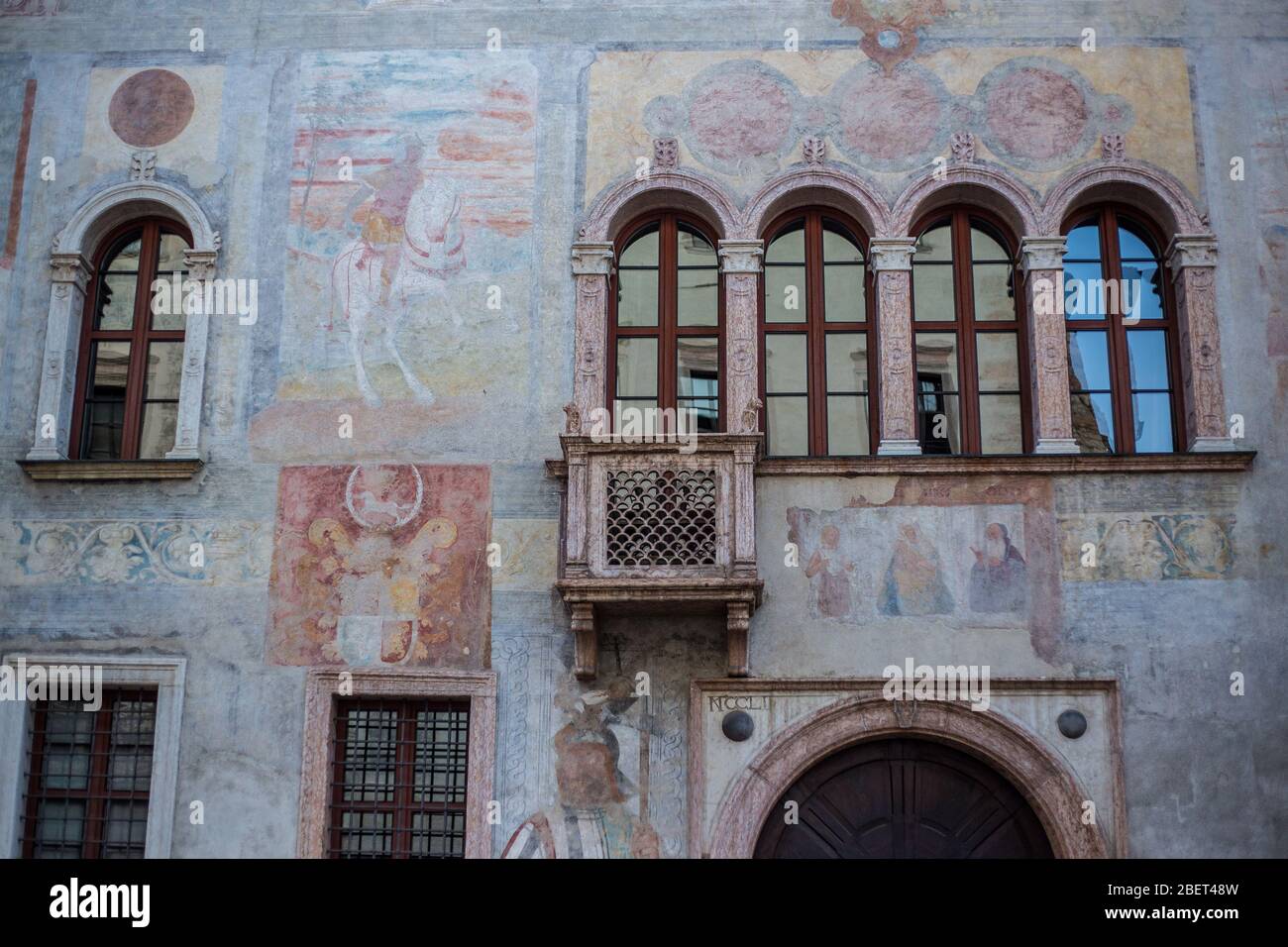 Detail der Fassade des Palazzo Geremia, Trient Stockfoto