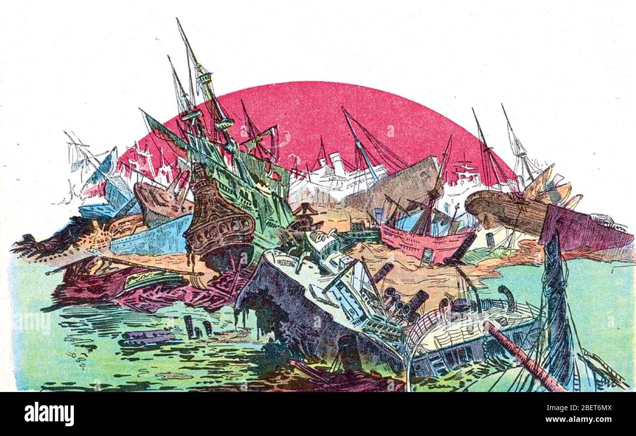 SARGASSO MEER Darstellung der Mythos, dass versunkene Schiffe bleiben gefangen in der Sargasso Meer Stockfoto