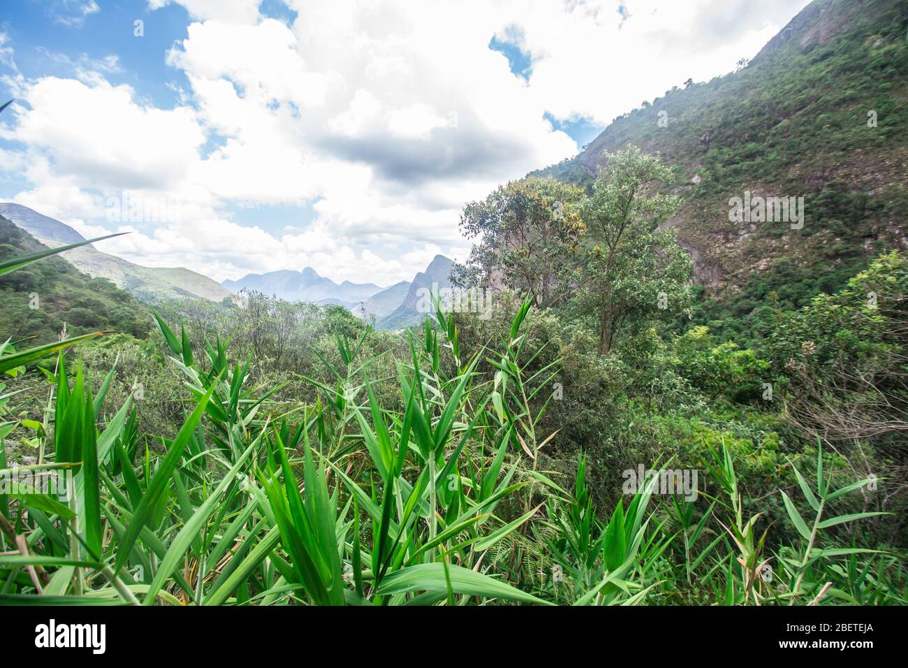 Berge in Serra dos Orgaos Park in Petropolis, Itaipava, Rio de Janeiro, Brasilien. Brasilianischer Regenwald Stockfoto