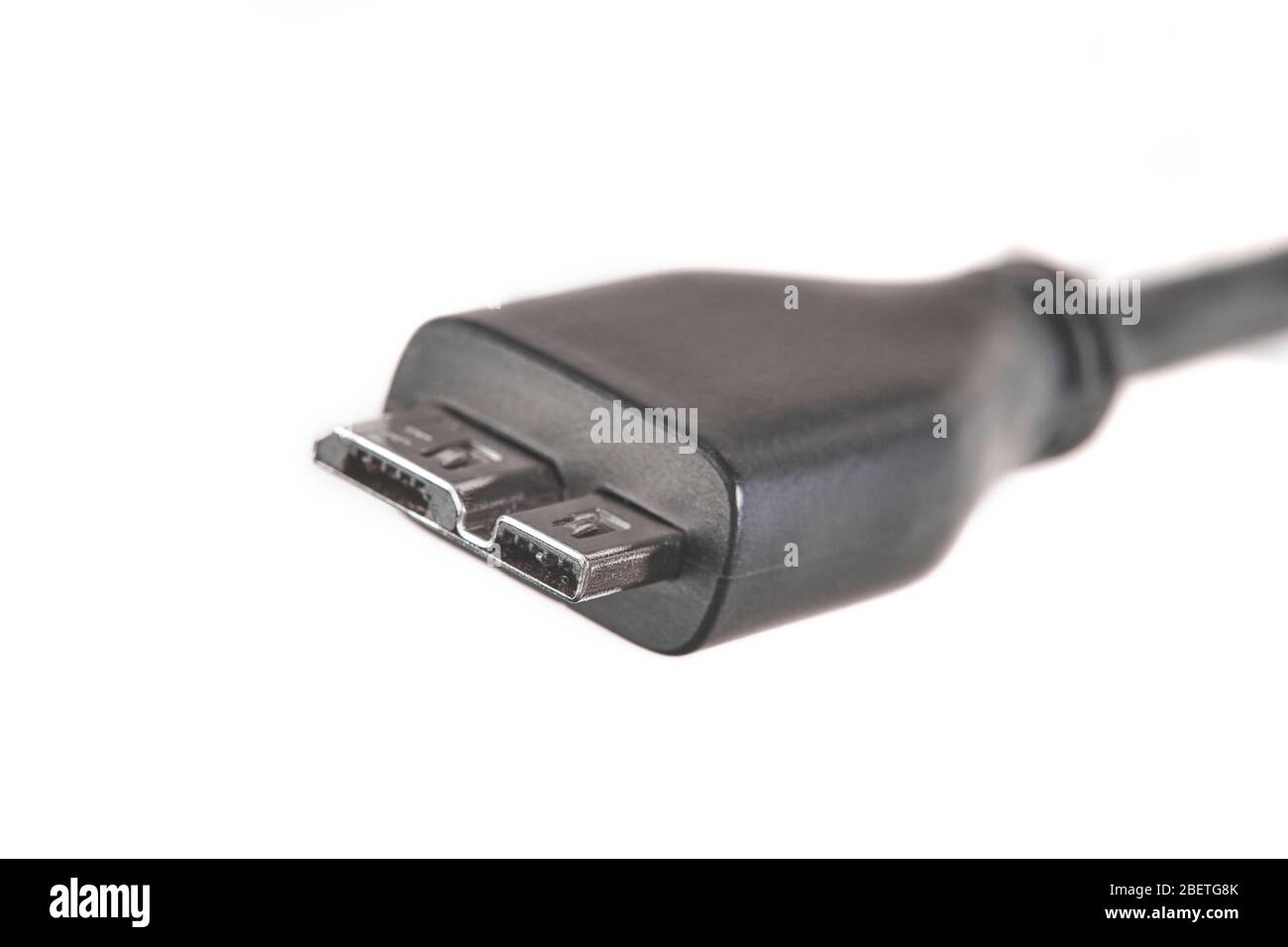 USB-Kabel 3.0 isoliert auf weißem Hintergrund. Nahaufnahme. Stockfoto