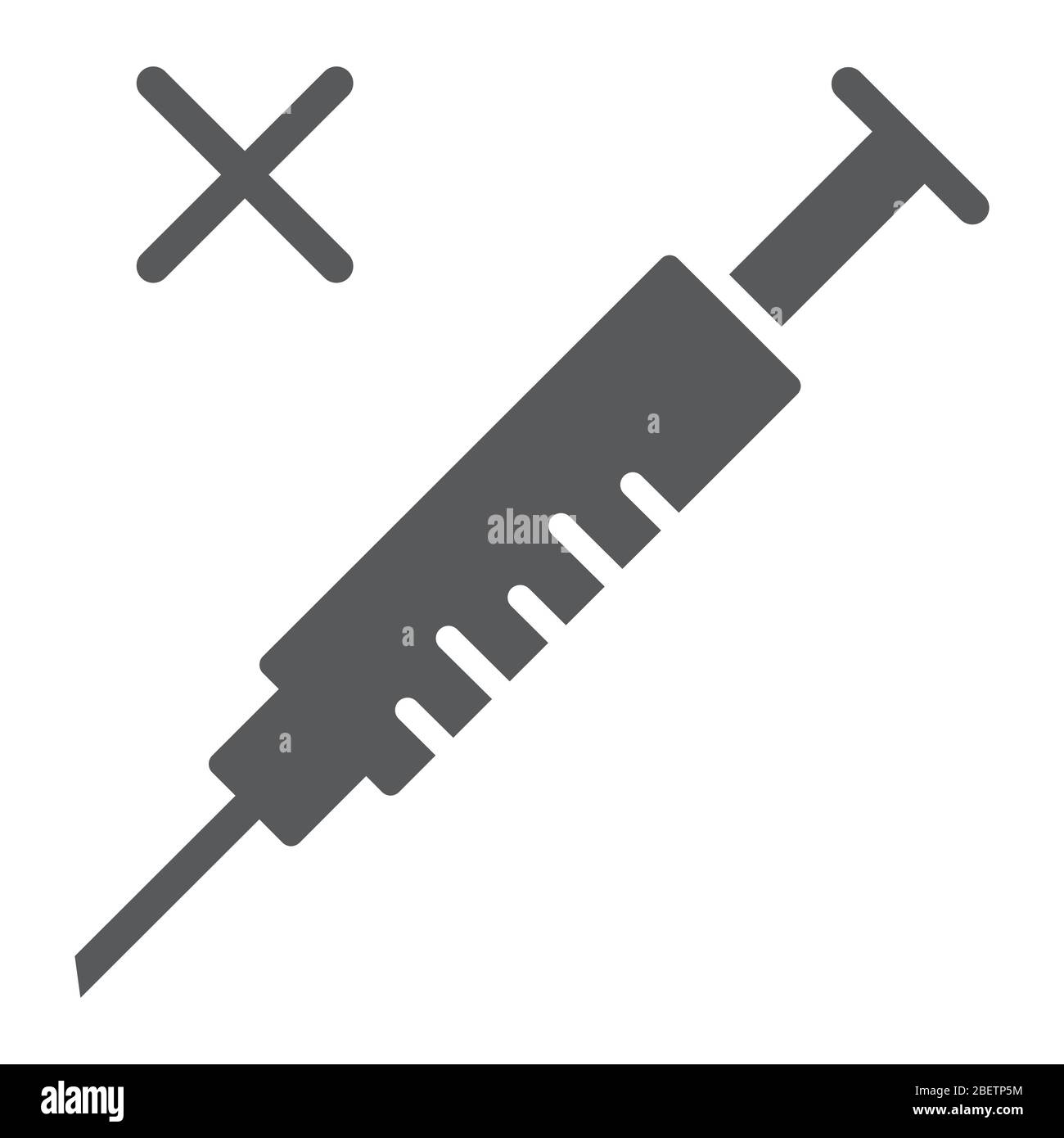 Kein Impfstoff Glyph Symbol, Coronavirus und Grippe, Spritze Zeichen, Vektorgrafiken, ein solides Symbol auf einem weißen Hintergrund, eps 10. Stock Vektor