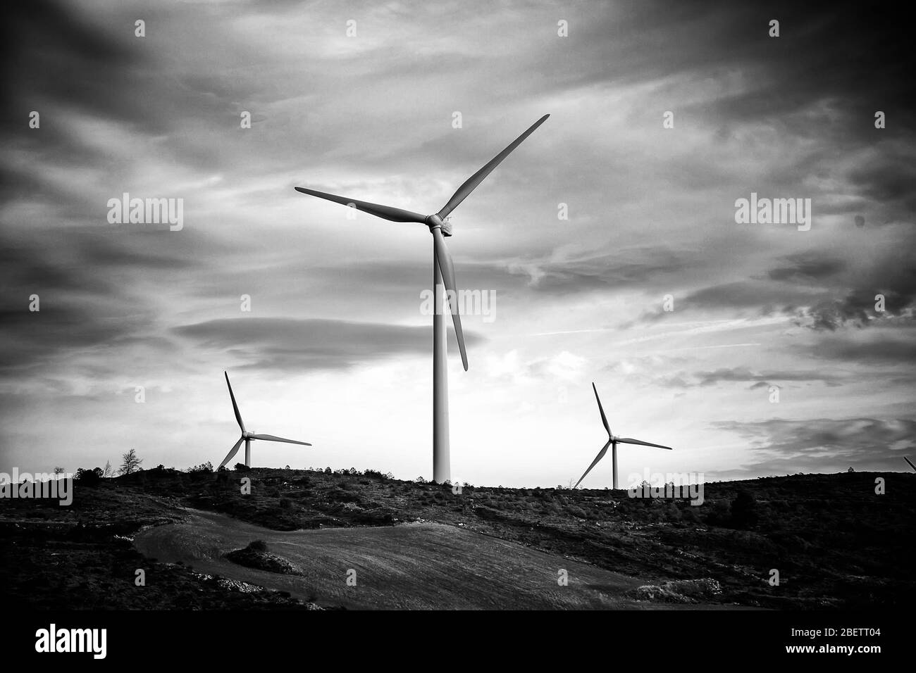 Ökologische Windenergieanlage in Berg, Windenergie Stockfoto