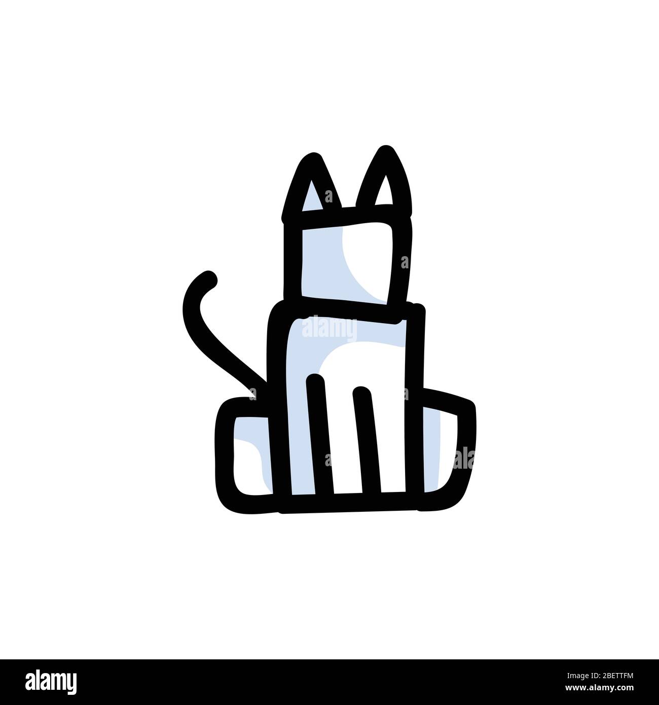 Niedlichen Stick Figur sitzende Katze lineart Symbol. Kawaii Kitten Piktogramm für Tierstube. Kommunikation der tierischen Charakter Illustration. Katzenvektor Stock Vektor