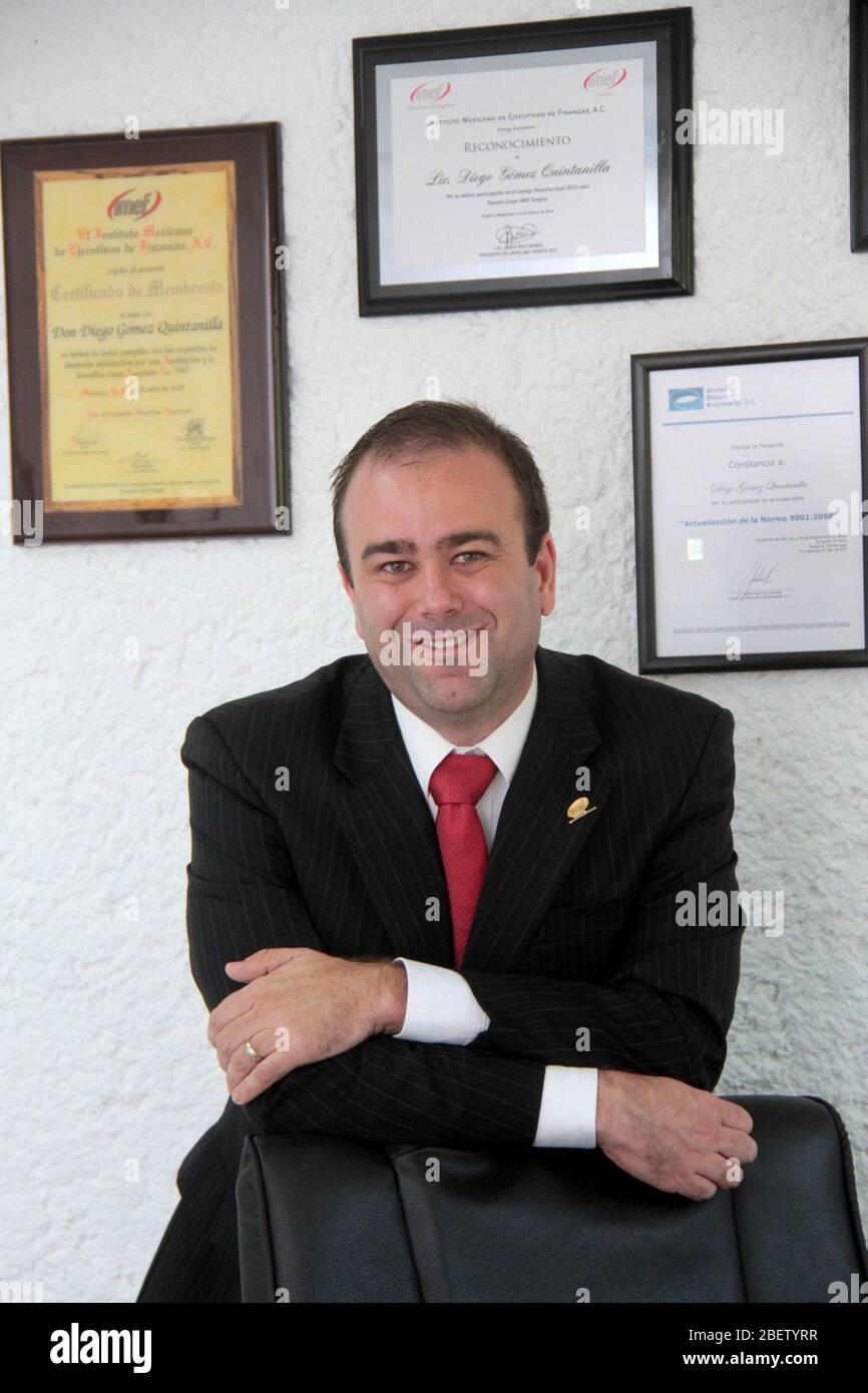 Lizenz Diego Gómez Quintanilla presidente del Grupo IMEF en Tampico. 10 junio 2014.*Foto:©JoseTapia*/NortePhoto.com Stockfoto