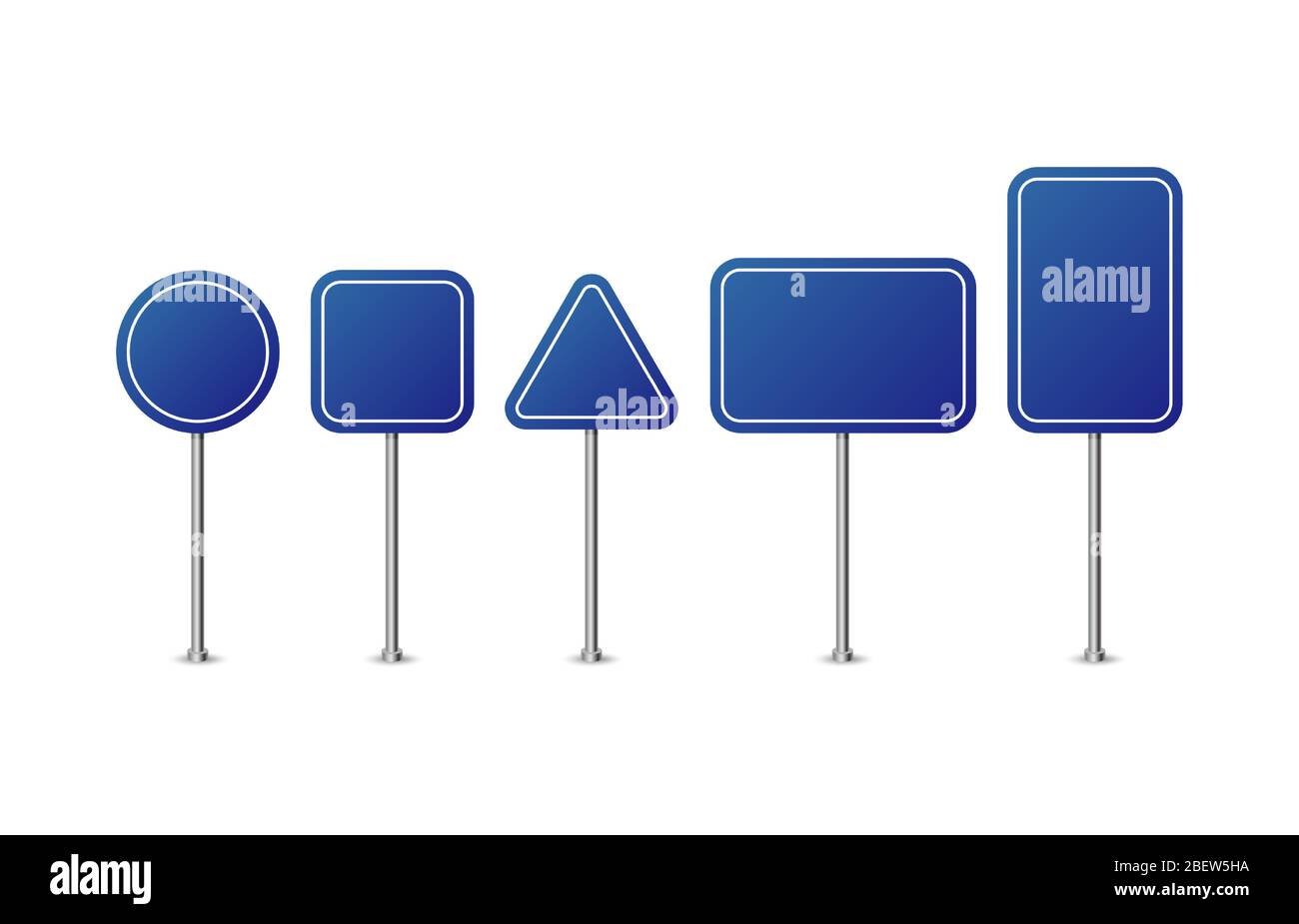 Blaue Verkehrsschilder. Realistische Verkehrszeichen gesetzt. Vorlage für  Straßenschild für Text Stock-Vektorgrafik - Alamy