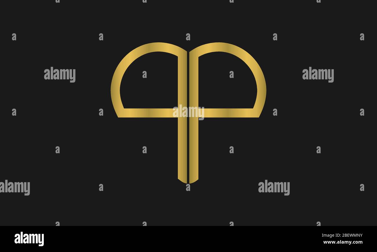 Herz-förmige Buchstaben P oder Buchstabe PP ikonisches Logo Design, Logo-Design für Hochzeitseinladung, Hochzeit Name und Geschäftsname. Stock Vektor