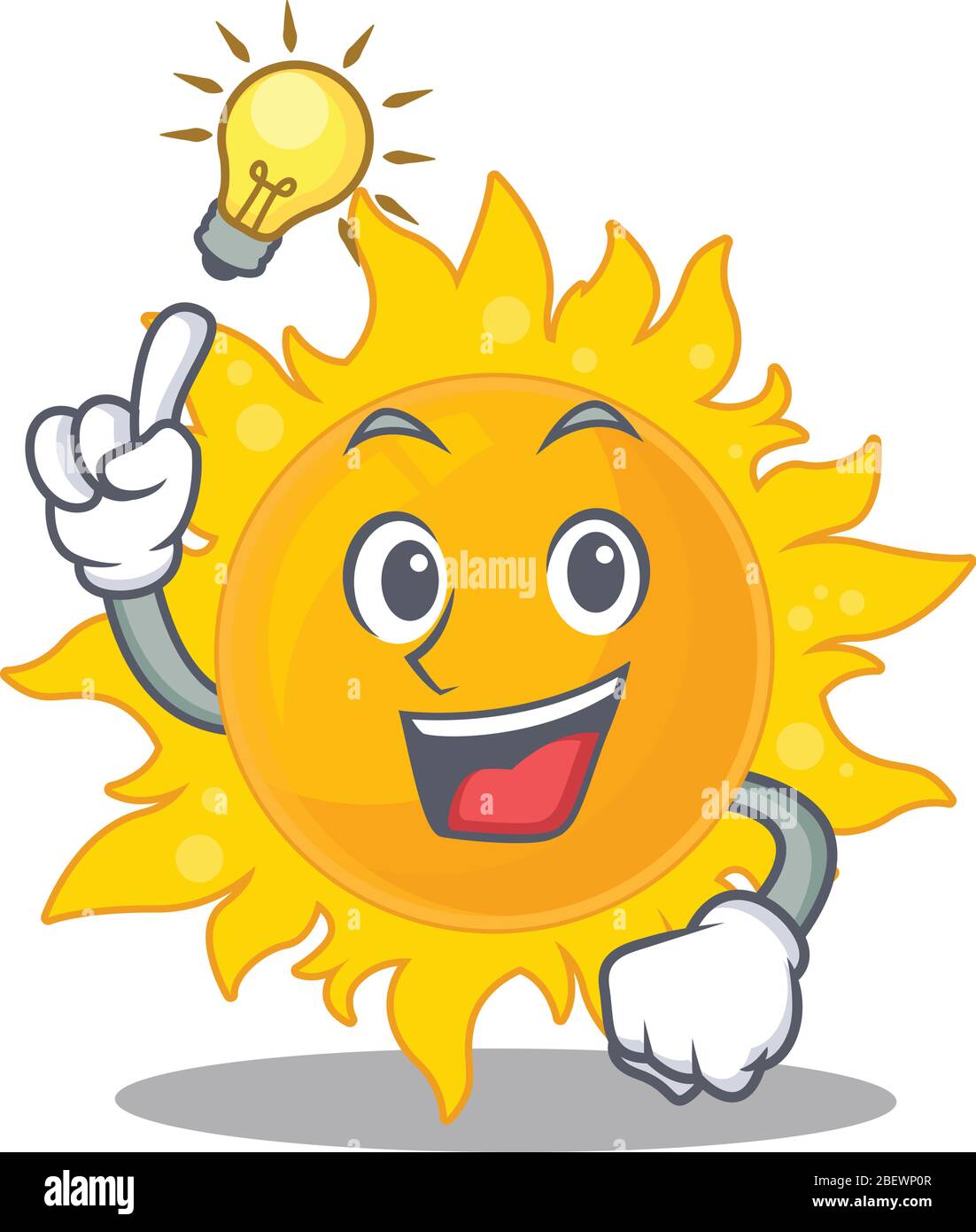 Maskottchen Charakter Design der Sommersonne mit hat eine Idee smart Geste Stock Vektor