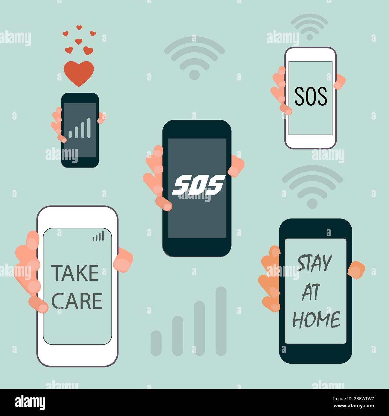Set von Smartphone Illustrationen welth verschiedene Massagen. Vektorsymbole Stock Vektor