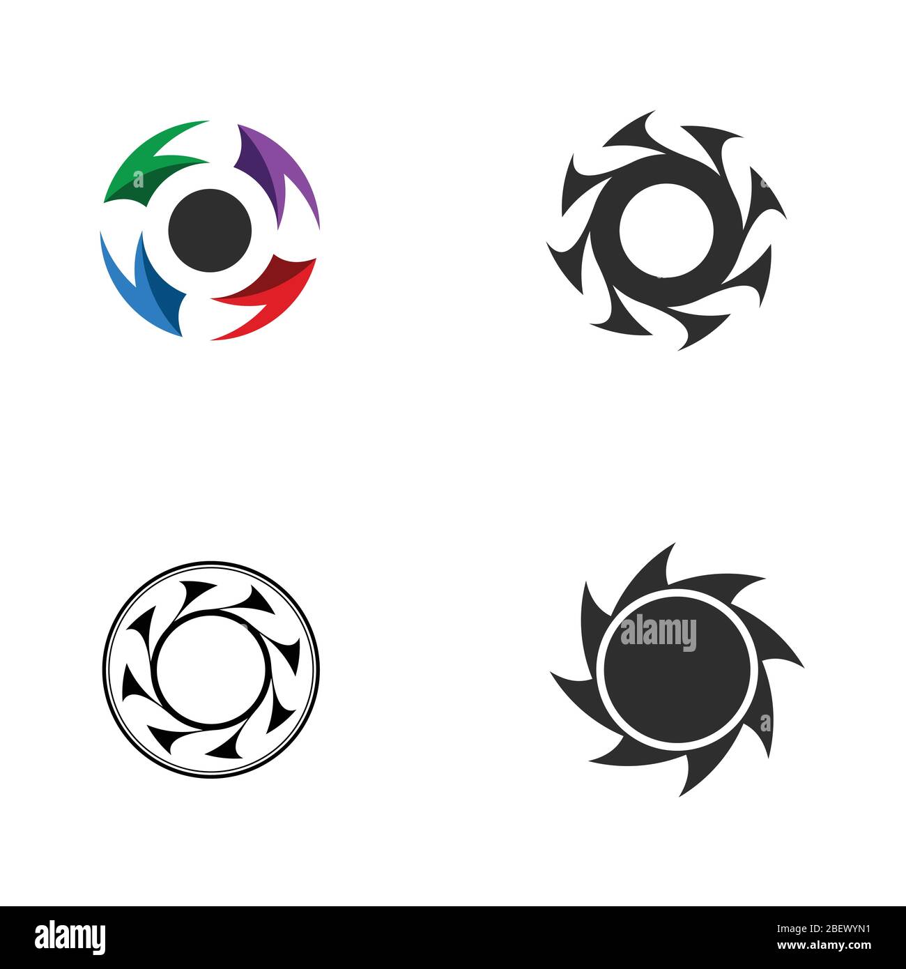 Creative Circle Logo Set, abstraktes Business und Firmenlogo, isoliert auf weißem Hintergrund. Stock Vektor
