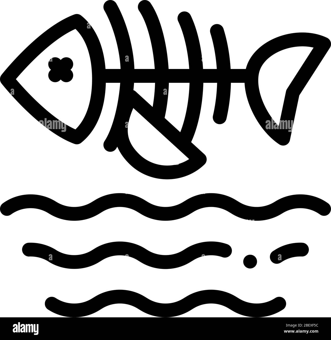 Tod von Fisch im Wasser Symbol Vektor Umriss Illustration Stock Vektor