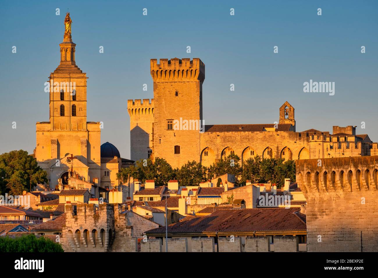 Palais des Papes aka Papstpalast in Avignon, Frankreich, Europa Stockfoto