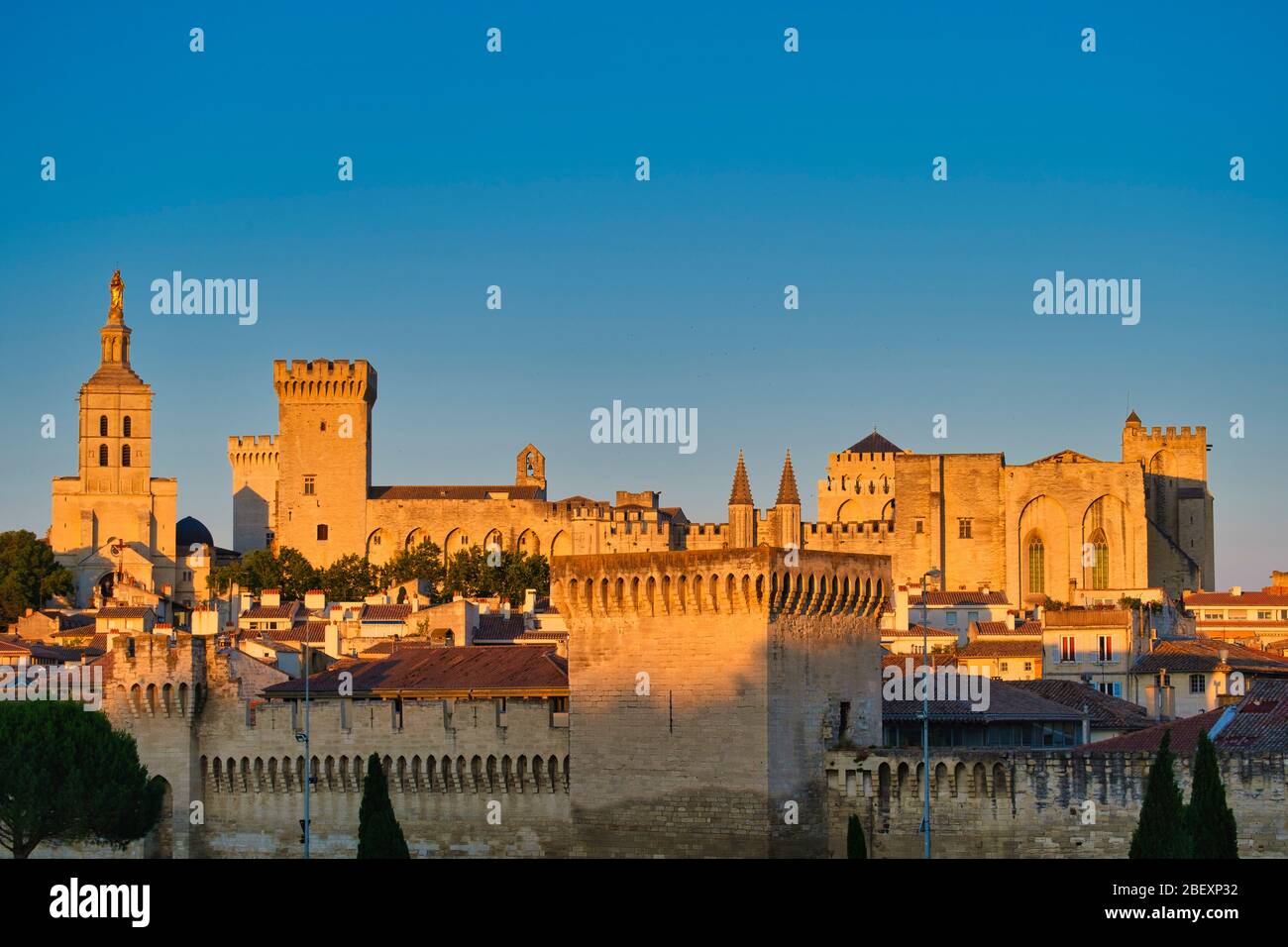 Palais des Papes aka Papstpalast in Avignon, Frankreich, Europa Stockfoto