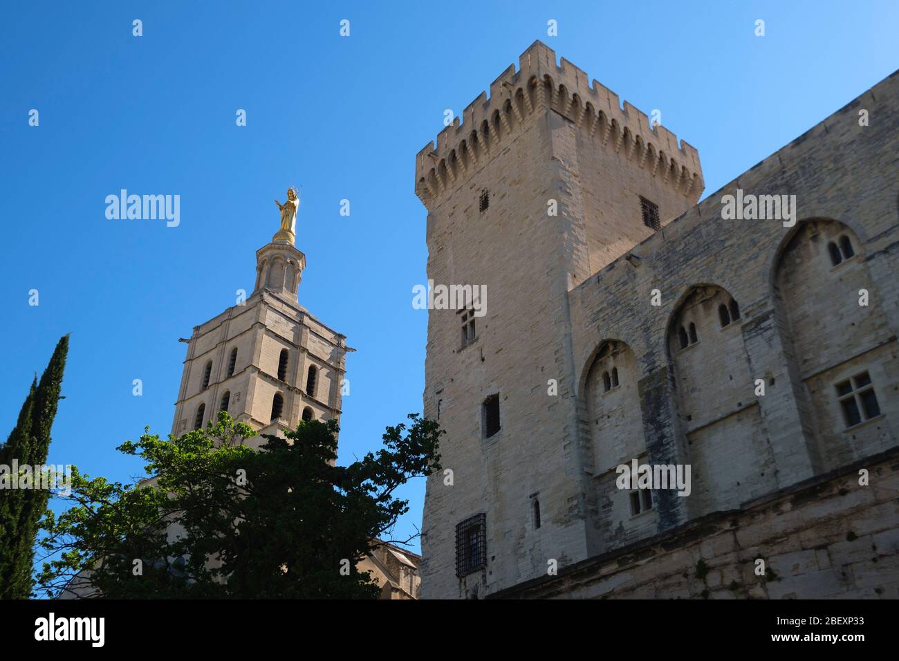 Palais des Papes aka Papstpalast in Avignon, Frankreich, Europa Stockfoto