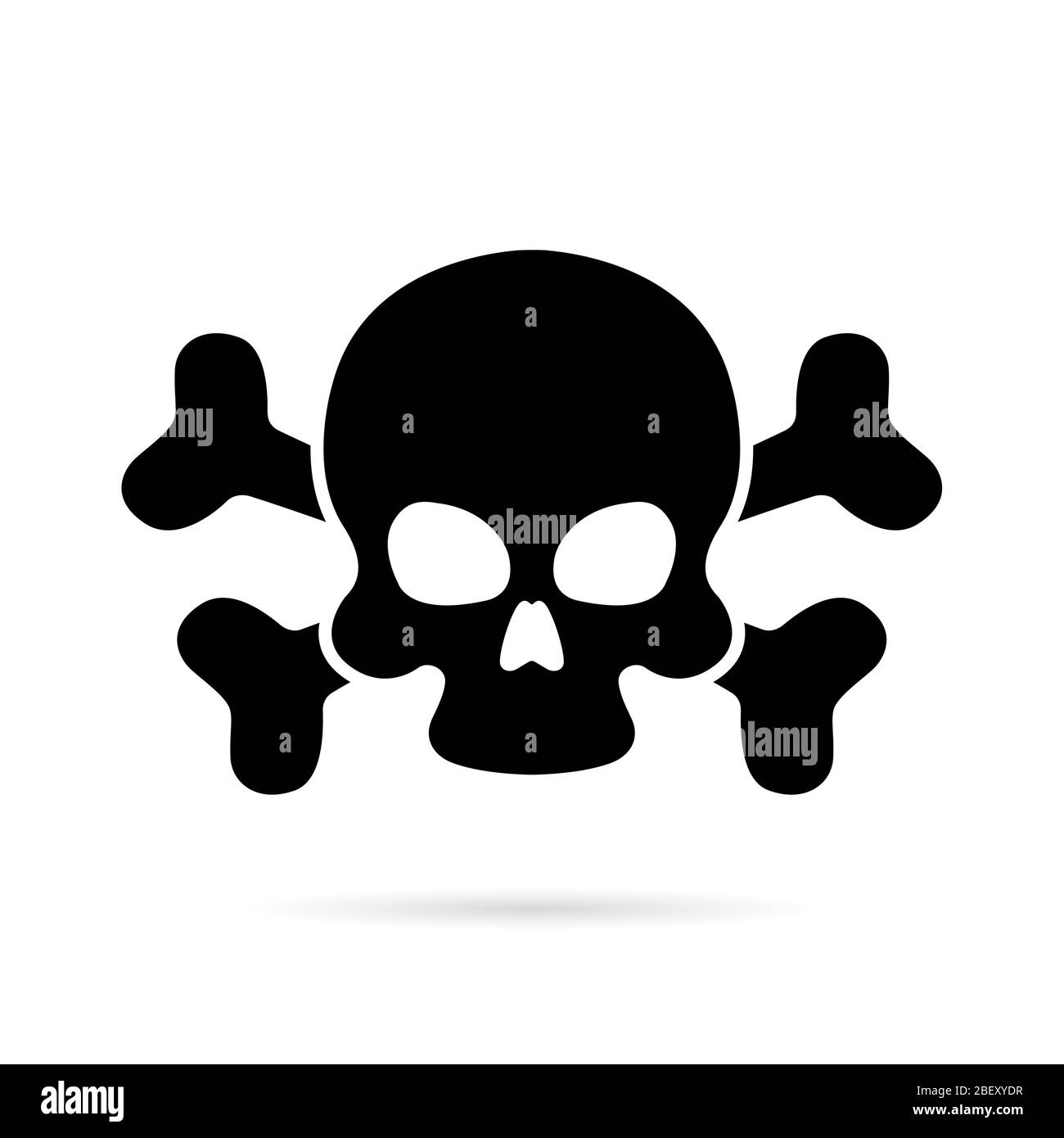 Totenkopf und Crossbones Symbol auf weißem Hintergrund. Tod Symbol, Gefahr oder Gift Symbol flach Stil für Websites Stock Vektor