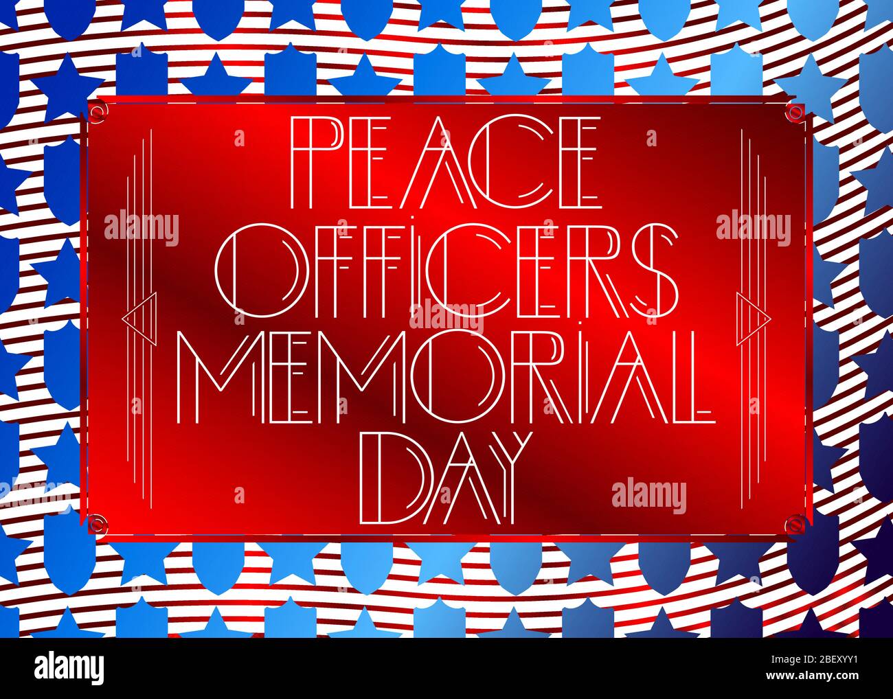 Art Deco Peace Officers Memorial Day (Mai 15) Text. Dekorative Grußkarte, Schild mit Vintage-Buchstaben. Stock Vektor