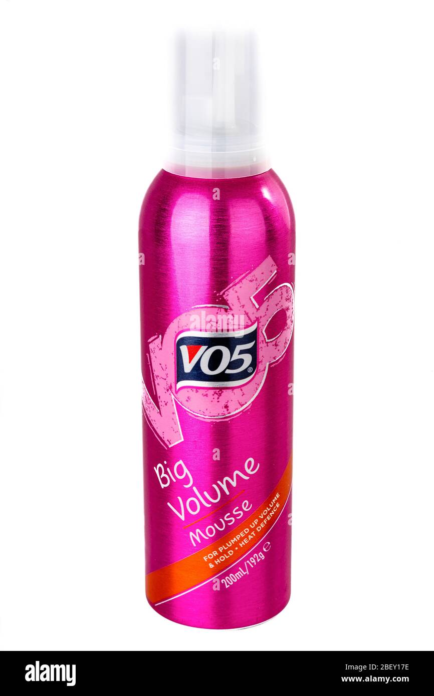 VO5 Big Volume Mousse, VO5 Big Volume Mousse 200ml, Aerosol, V05 Mousse, vo5 Mousse, Aerosol Mousse, Haarmousse, Volumen Mousse, Mousse Flasche, Dose Stockfoto