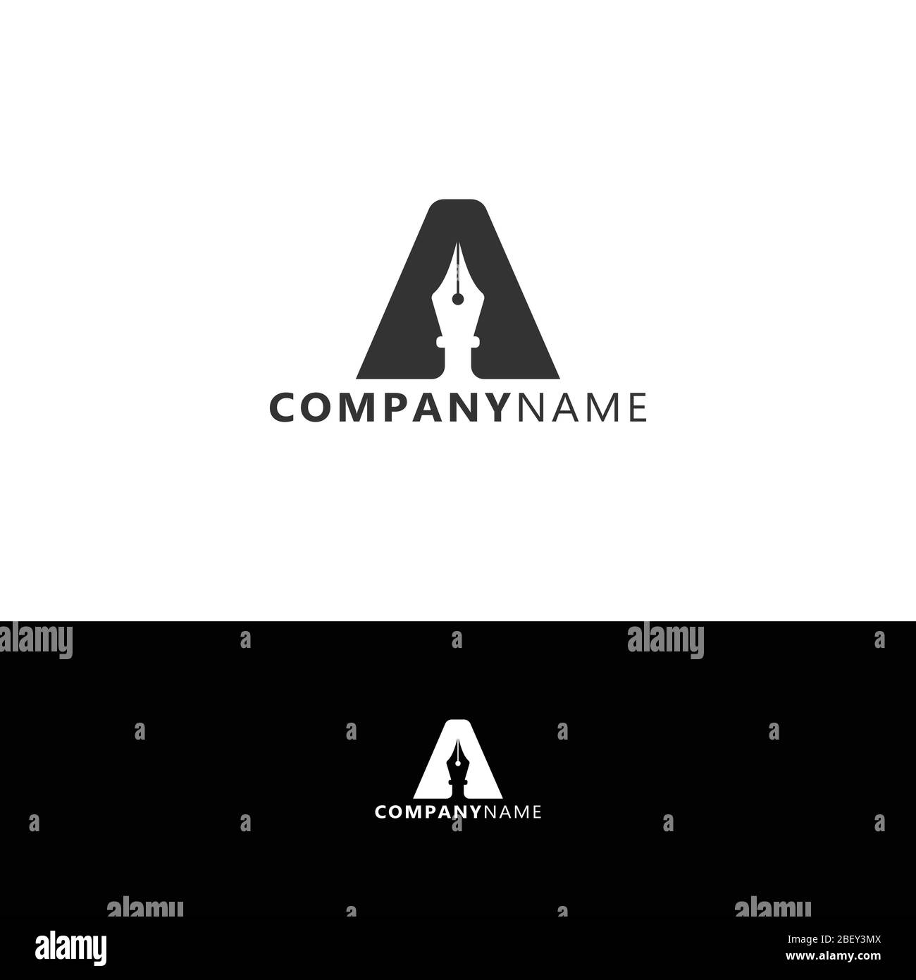 Anfangsbuchstabe EIN negativer Raum Stift Logo Design Vektor-Illustration Stock Vektor