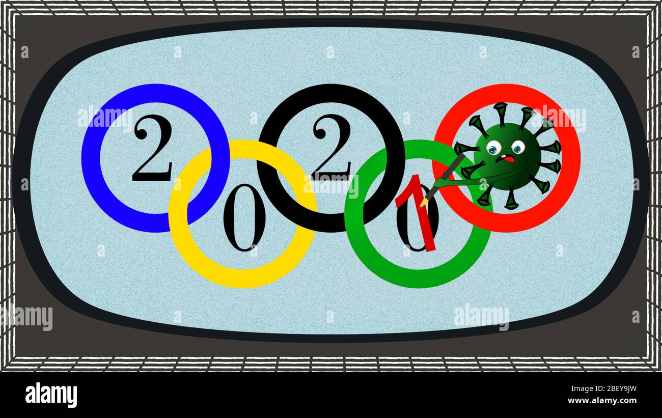 16. April 2020; Coronavirus verschob die Olympischen Spiele in Tokio / Japan Stockfoto