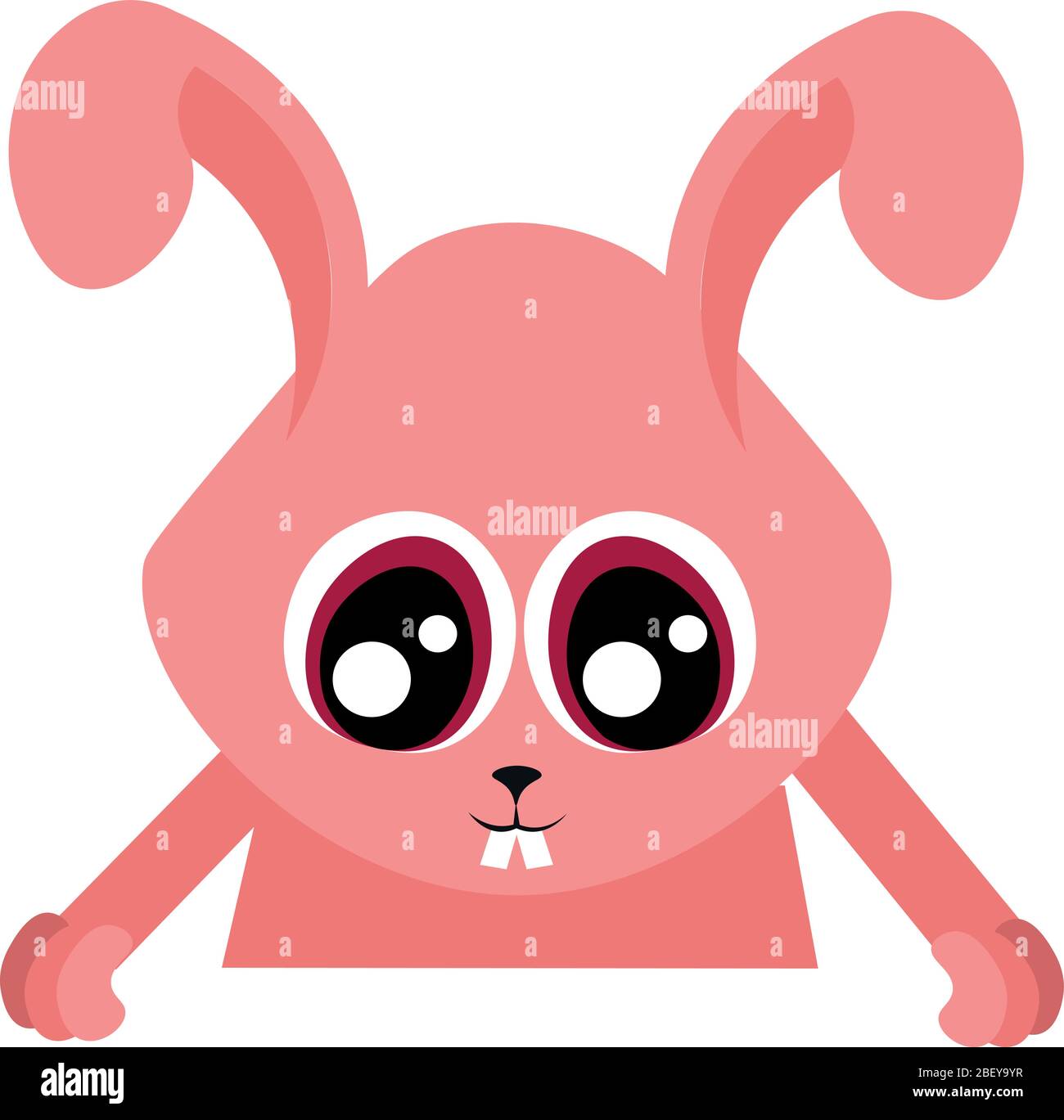 Rosa Hase und rote Augen. Das Gesicht des Tieres. Design für Tierhandlung, Tierklinik und Zoo. Osterkarte. Stock Vektor