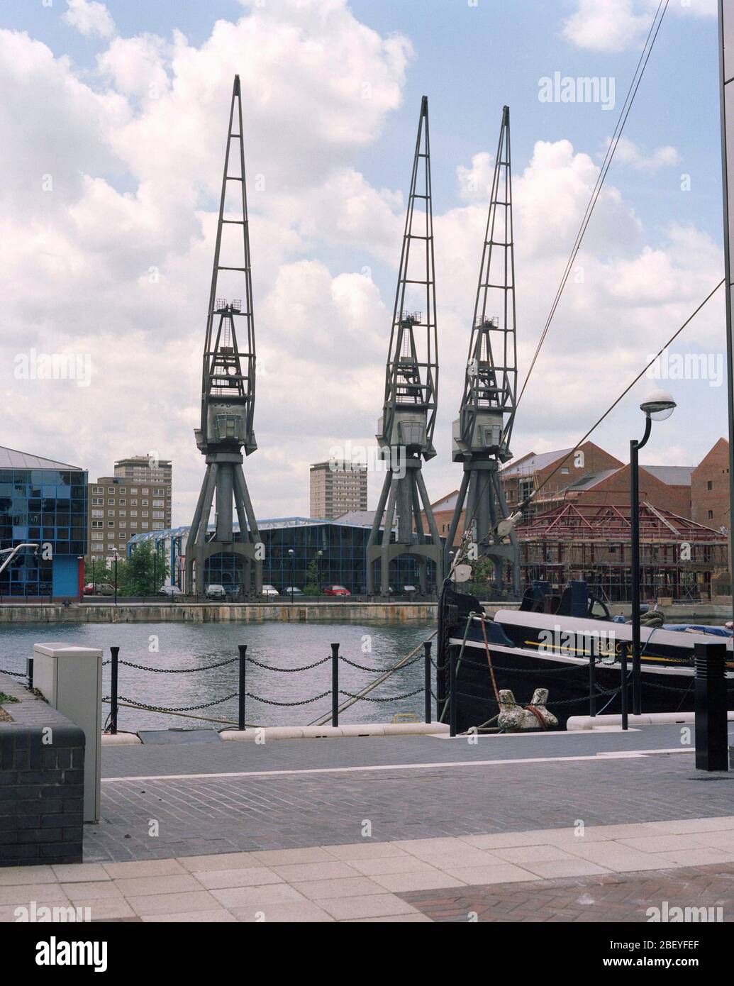 Straßenszene, 1990, Docklands London, Großbritannien Stockfoto