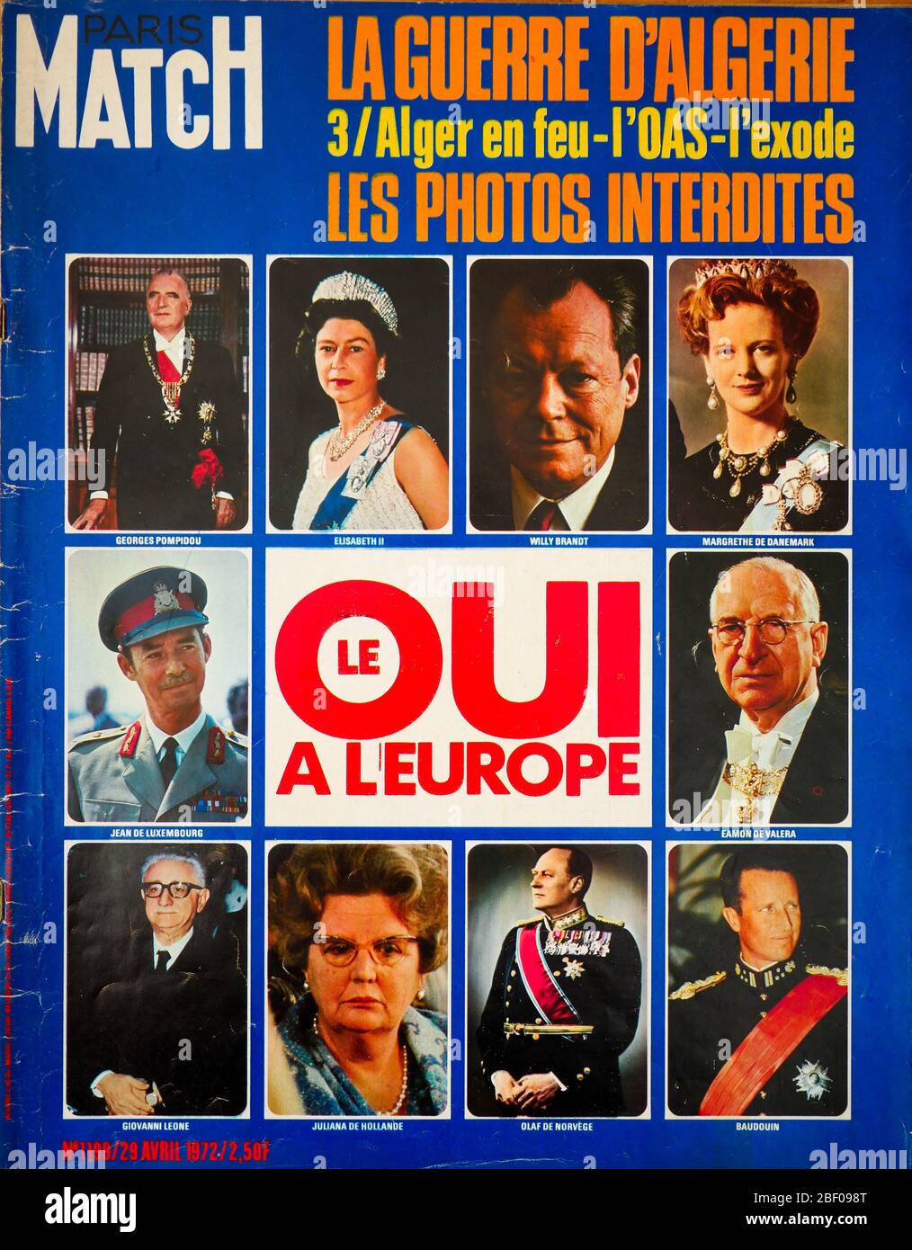 Titelseite der französischen Nachrichten- und Volkszeitschrift Paris-Match, Nr. 1199, der Aufbau Europas, 1972, Frankreich Stockfoto
