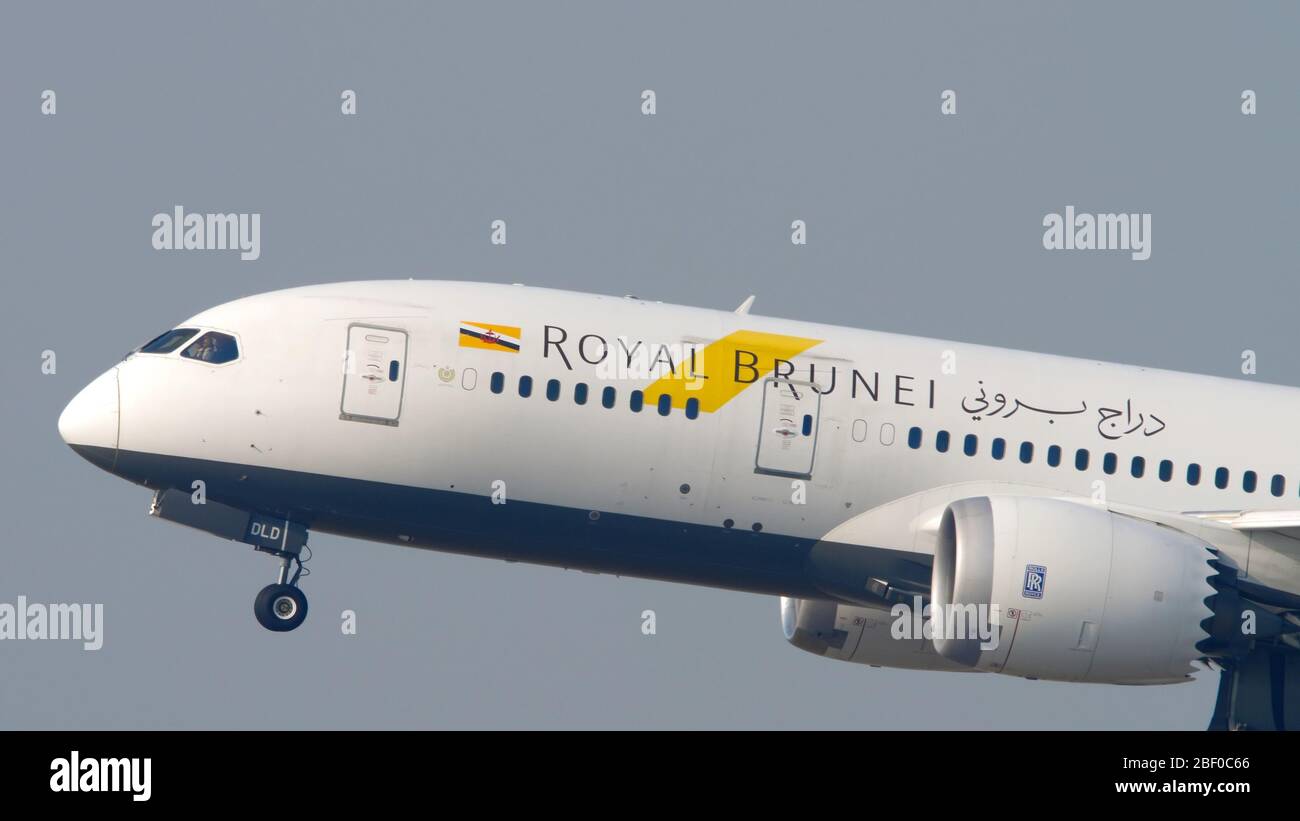 Royal Brunei Boeing 787 Abfahrt Stockfoto