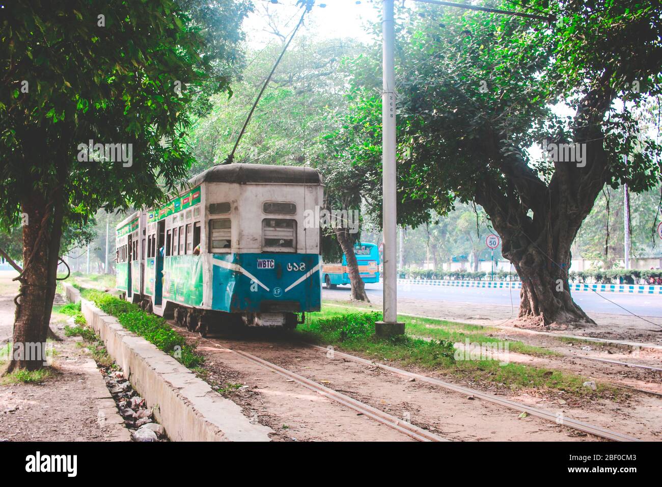 Asiens älteste Straßenbahn-Service noch in Kalkutta, Indien. Stockfoto