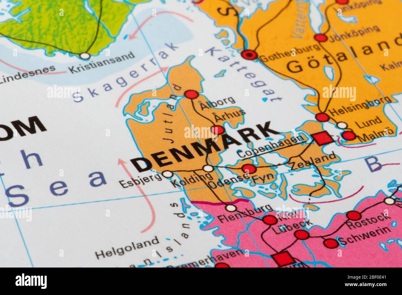 Europa, Karte von Dänemark Stockfoto