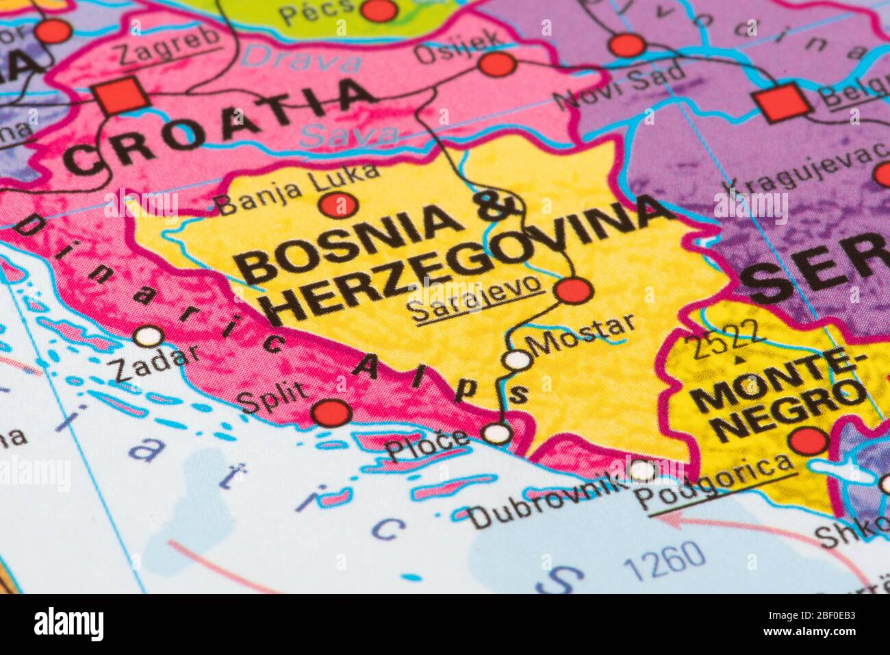 Europa, Karte von Bosnien und Herzegowina Stockfotografie - Alamy