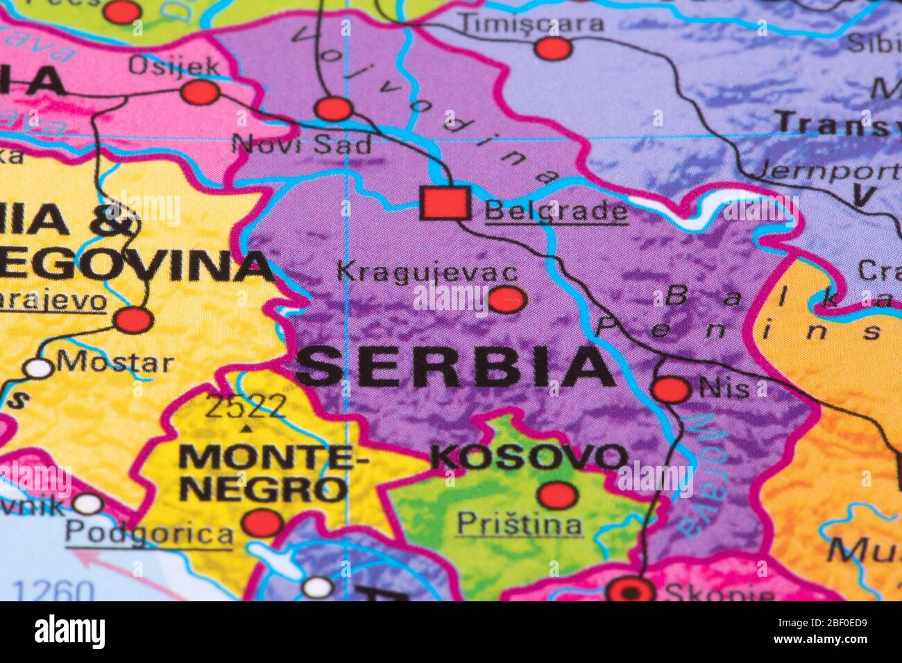 Europa, Karte von Serbien Stockfoto