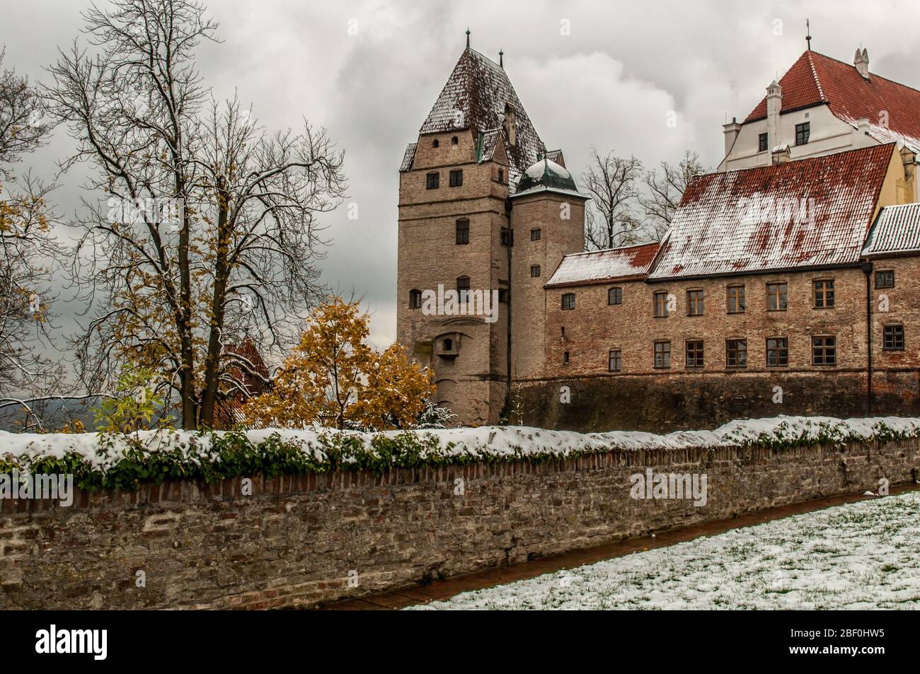 Schloss Trausnitz in Landshut im Winter Stockfoto