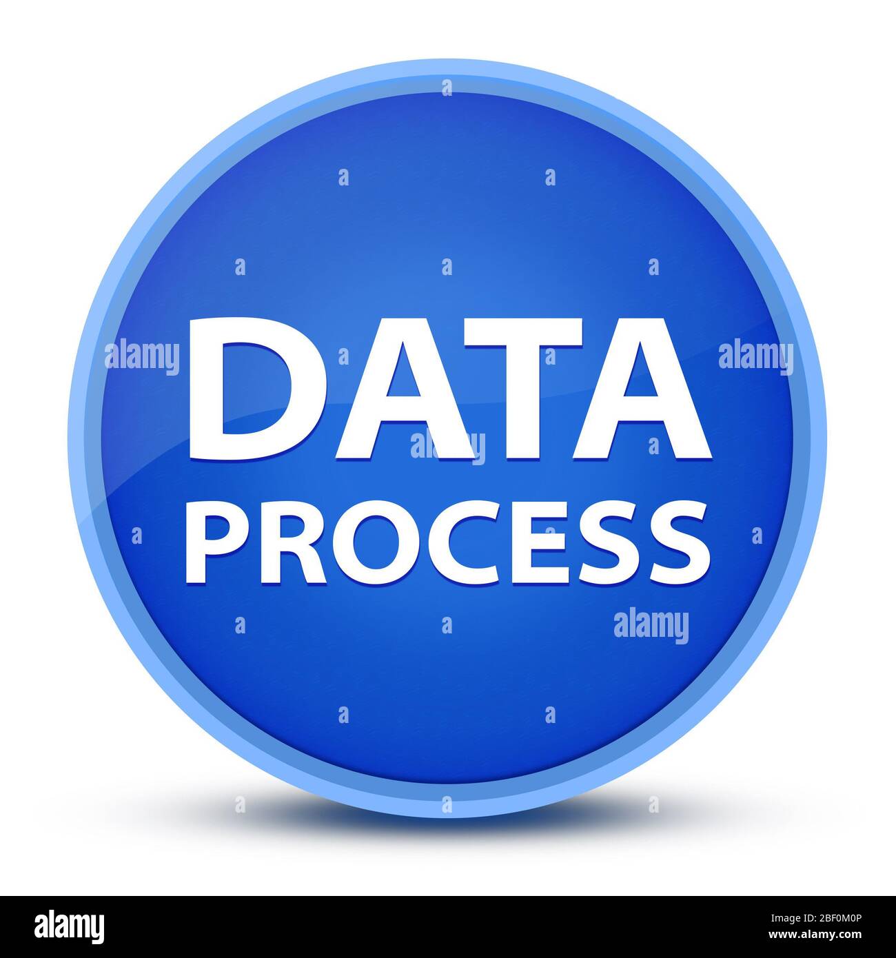 Datenprozess isoliert auf spezielle blaue runde Taste abstrakte Abbildung Stockfoto