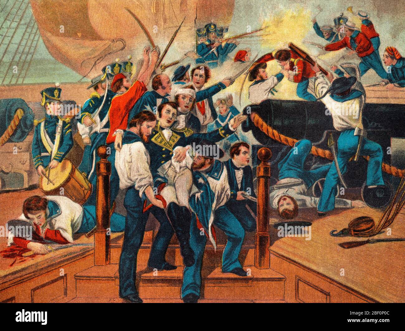 1800ER 1810ER KRIEG VON 1812 TOD VON CAPTAIN LAWRENCE USS CHESAPEAKE VS HMS SHANNON LETZTE WORTE DON'T GIVE UP THE SHIP 4. JUNI 1813 - KH13305 CPC001 HARS USN ATLANTIC OCEAN DEFEAT DON'T MA USS USS CHESAPEAKE KRIEG VON 1812 1810ER 1813 SCHLACHTEN CAPTURE CHESAPEAKE JUNI TÖTETE ZULETZT ALTMODISCH Stockfoto