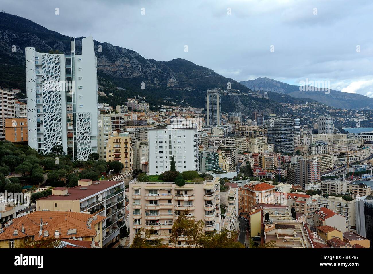 Luftaufnahme von Monaco aus den Höhen des exotischen Gartens Stockfoto