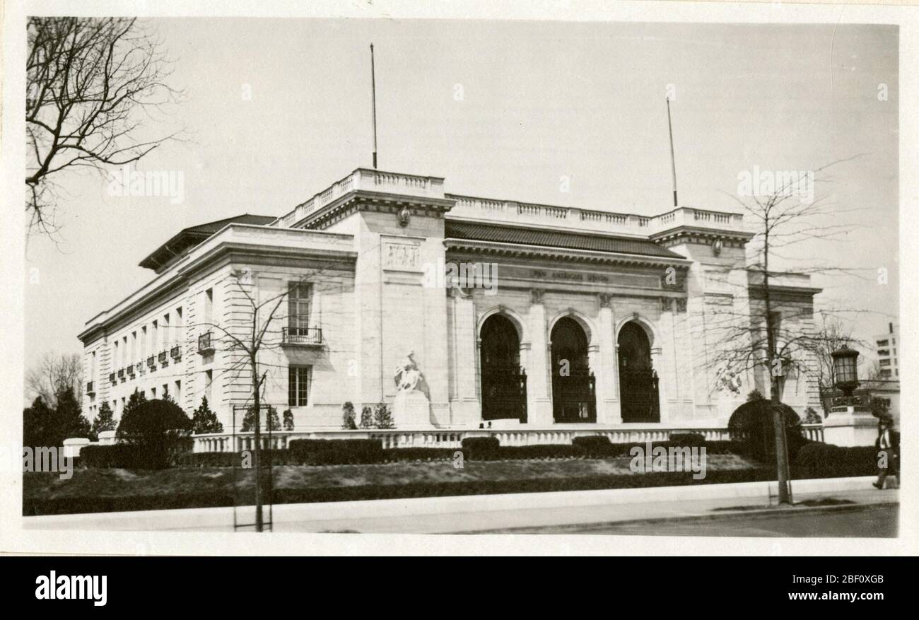 Organisation des American States Building East Side. Smithsonian Institution Archives, Record Unit 7355, Martin A. Gruber Photograph Collection, Image No. SIA2010-1964Smithsonian Institution Archives, Capital Gallery, Suite 3000, MRC 507; 600 Maryland Avenue, SW; Washington, DC 20024-2520 Stockfoto