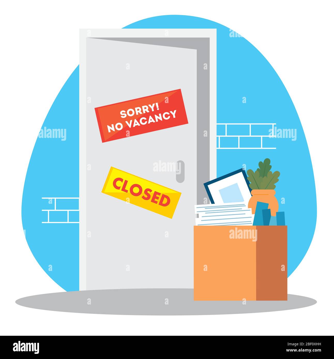 Facade Firma mit Label sorry keine freie Stelle Stock Vektor