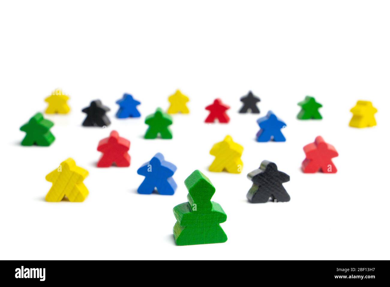 Bunte Geschäftsleute mit einem Führer. Teambuilding-Konzept für produktive Arbeit. Stockfoto